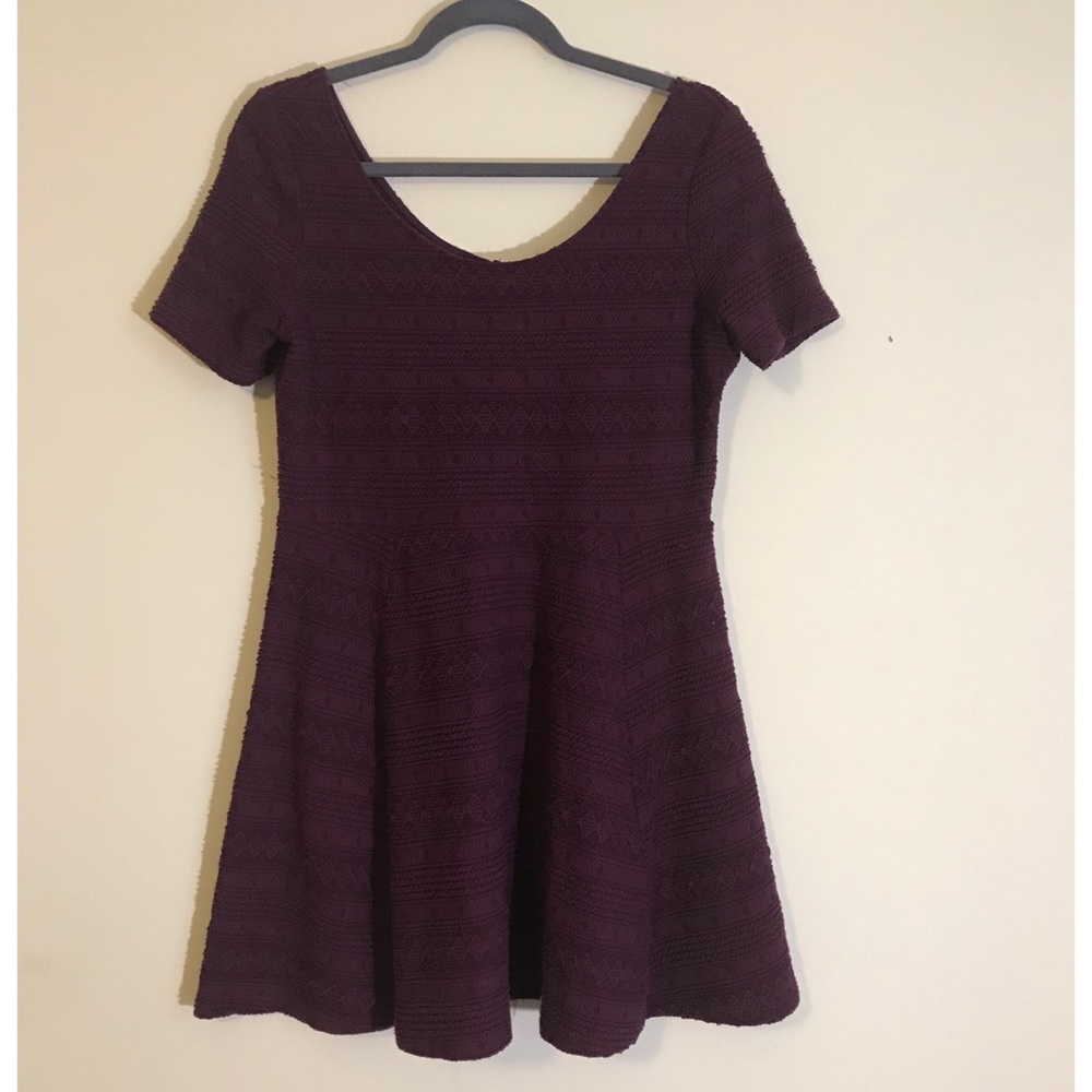 Burgundy textured skater dress